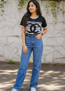 Stylish Black & White Striped T-Shirt