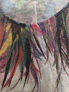 Colorful Feather Print Lightweight Top