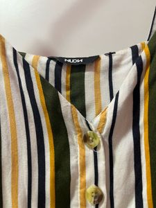 Striped Button-Front Mini Dress