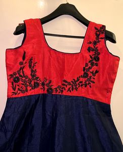 Floor Length Anarkali Gown Red & Blue M/L Size