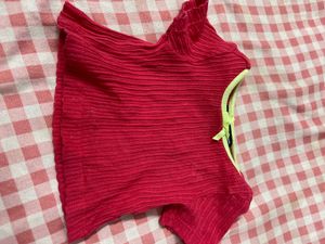 Ribbed Pink Top with Neon Trim
