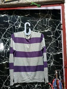 Men's Striped V-Neck Sweater