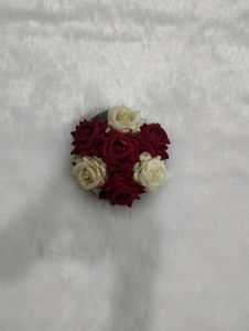 Elegant Red &amp; White Rose Hair Bun