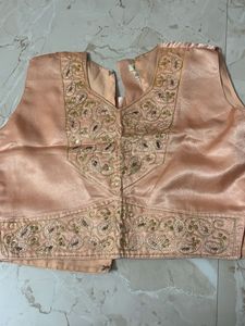 Embellished Peach Silk Blouse