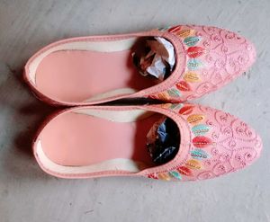 Pink Embroidered Jutti Flats