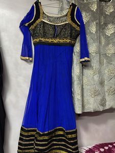 Stunning Blue & Black Anarkali Gown