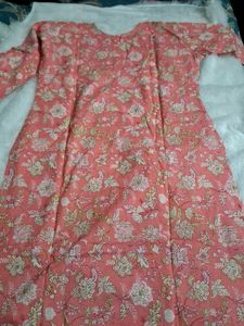 Floral Print Kurta  set with Lace Details