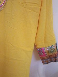 Vibrant Yellow Embroidered Kurta