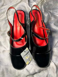 Black Patent Slingback Heels