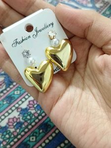 Gold Heart Drop Earrings