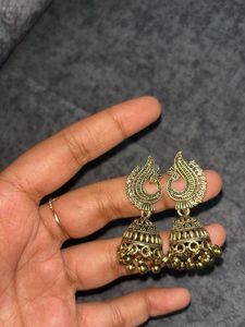 Exquisite Peacock Design Jhumka Earrings