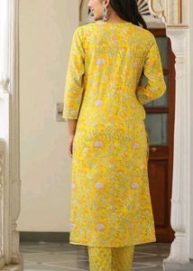 Yellow Printed Kurta Set