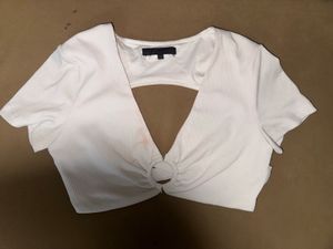 White Crop Top with Ring Detail