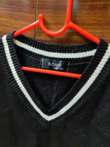 Stylish Black &amp; White Sweater Vest