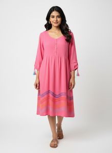 Vibrant Pink Embroidered Dress