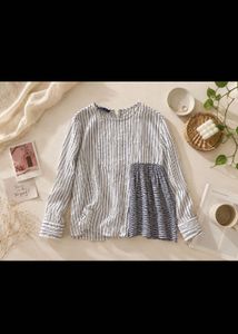 Chic Striped Asymmetrical Top