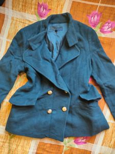 Plastic Island Blue Double Breaste Overcoat