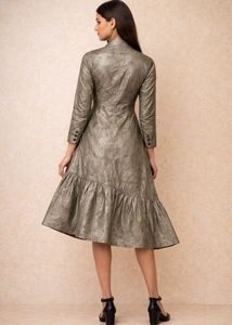 Metallic Gold Ruffle Dress