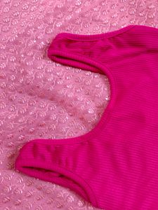Hot Pink Ribbed Cropped Tank Top