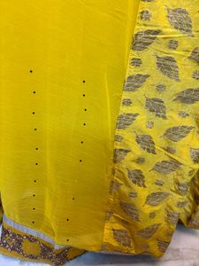 Vibrant Yellow Floral Print Saree