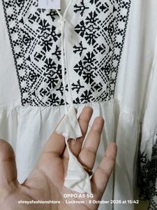 White Embroidered Boho Tunic Top
