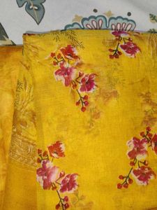 Yellow floral unstitched salwar kameez suit