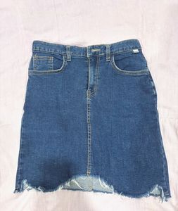 Blue Denim Mini Skirt