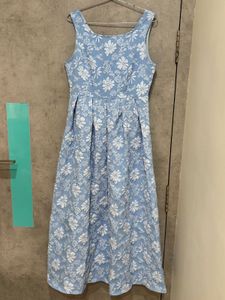 Savana blue textured Midi Dress - Elegant &amp; Chic