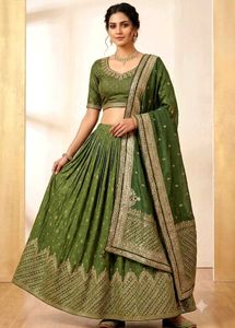 Elegant Olive Green Lehenga Choli Set