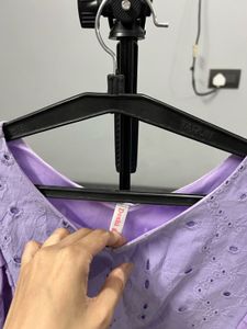 Lavender Eyelet Flutter Sleeve Top