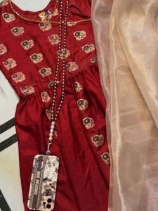 Elegant Red Anarkali with gotta patti Dupatta