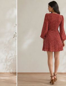 shein date dress - Red animal Floral Print