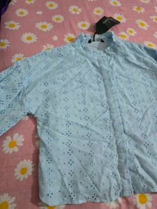 Light Blue Broderie Anglaise Top