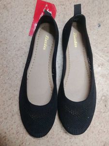 Bata Black Knit Ballet Flats