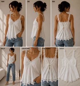 Embroidered White Cami Top