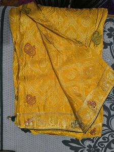 Beautiful Yellow Silk Saree
