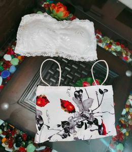 White Lace Bralette & Floral Crop Top combo