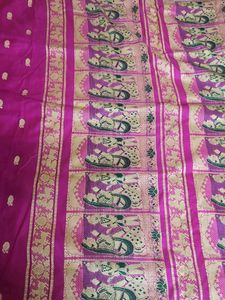 Baluchari pure silk Pink saree