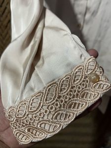 Elegant Lace Trim Satin Shirt