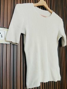 Beige Knit T-Shirt