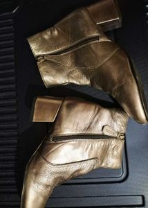 Metallic Block Heel Ankle Boots