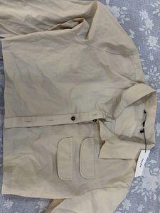 Stylish Beige Button-Up Crop Top