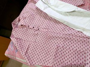 Men's Pink Printed Kurta Set