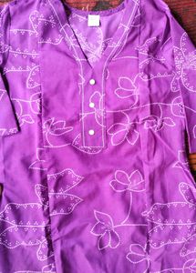 Beautiful Purple Floral Print Kurta Set