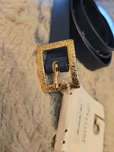 Stylish Black Belt with Gold Buckle