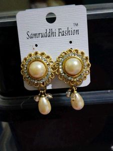 Elegant Pearl & Stone Stud Earrings