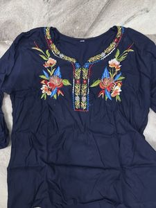 blue embroidery top