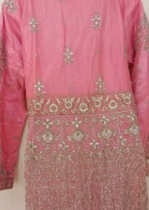 Elegant Pink Embroidered Gown