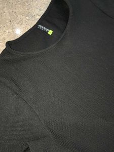 Classic Black Ribbed Knit Dress