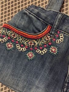 Boho Denim Tote Bag